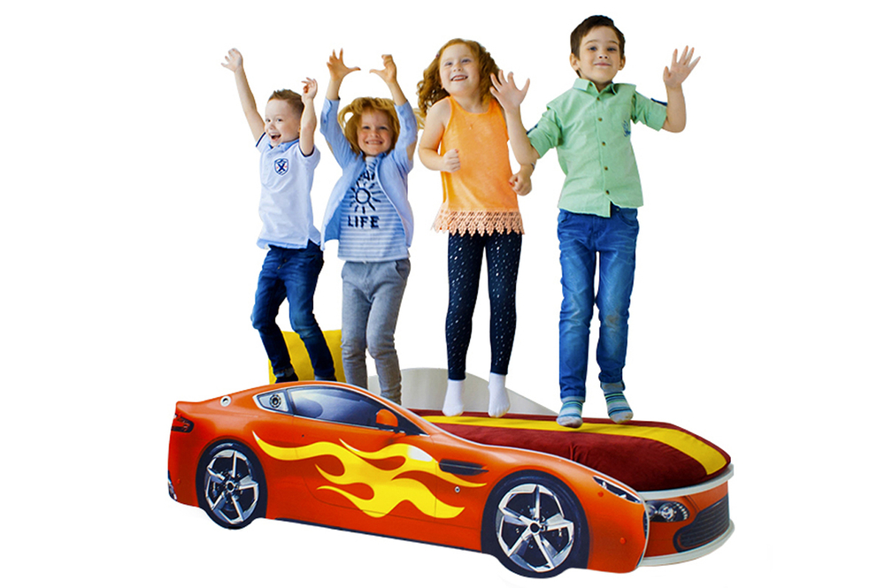 Кровать с матрасом Бельмарко Бондмобиль красный