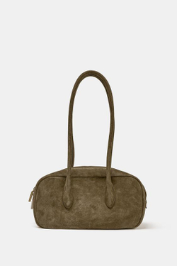 ZARA КОЖАНАЯ СУМКА С ПЛЕЧЕВЫМ РЕМНЕМ, ЗЕЛЕНЫЙ