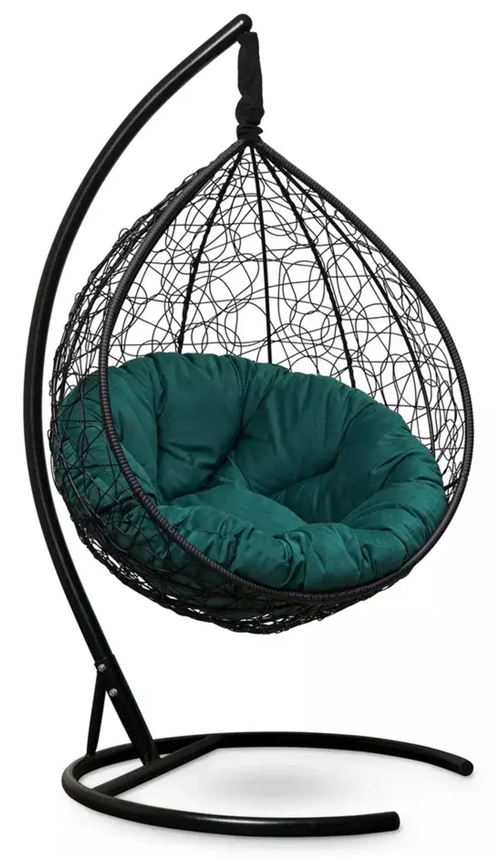 Подвесное кресло SEVILLA VERDE VELOUR черное, зеленая подушка (Laura Outdoor)