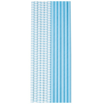 Трубочки для коктейлей бумажные в голубом цвете, пастель, 12 шт