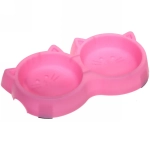 Миска пластиковая двойная «Мр. Томас», цвет розовый, 27,5*14,5*3,8см