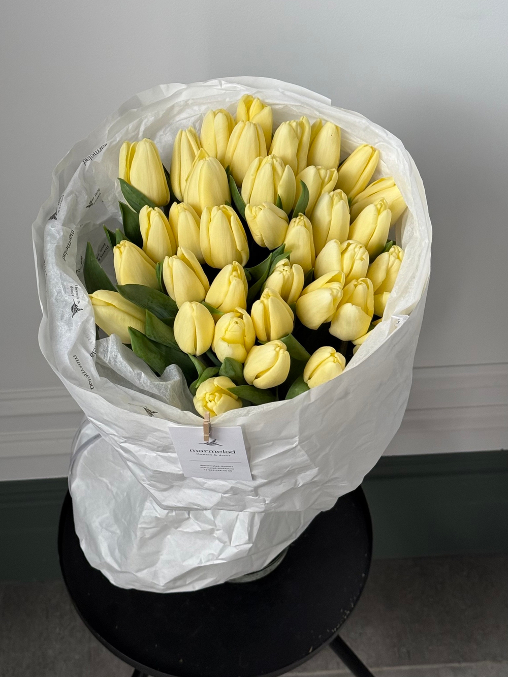 Букет из 35 лимонного тюльпана- M