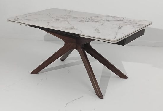 Стол EDER 160 GLOSS COLD JADE SOLID CERAMIC / Орех