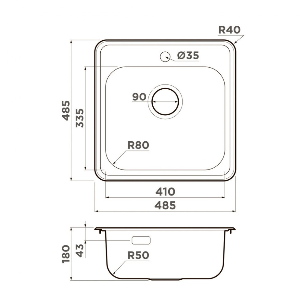 Кухонная мойка Omoikiri Notoro 48-SI Matt нерж.сталь/silver matt
