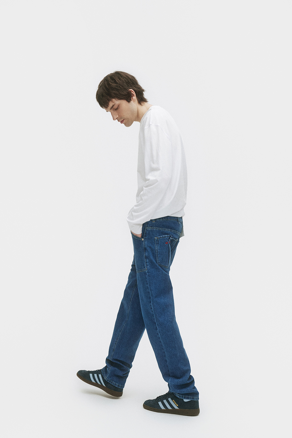 Джинсы прямые мужские синие Men Straight Dark blue