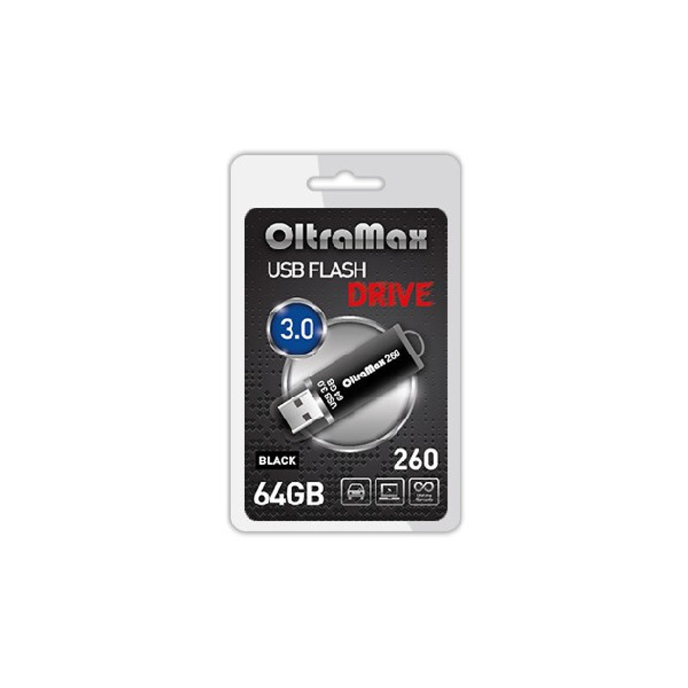 USB Флешка 64GB OltraMax 260, USB 3.0, черная