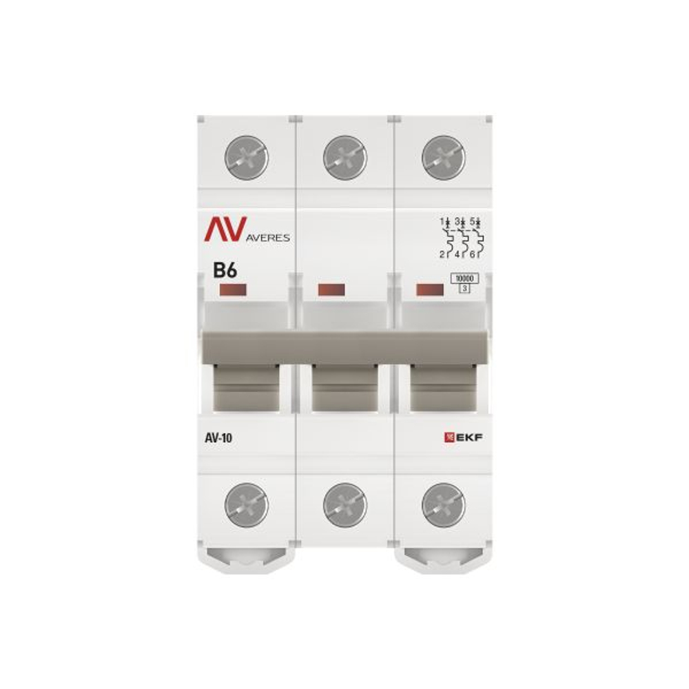 Выключатель автоматический AV-10 3P 6A (B) 10kA EKF AVERES