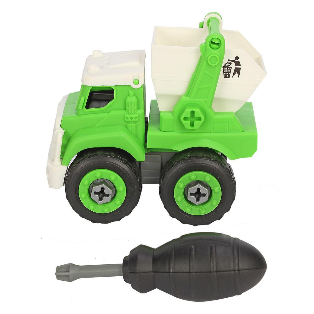 Машинка-конструктор Abtoys Cпецтехника "Городские службы" Мусоровоз с контейнером с отверткой