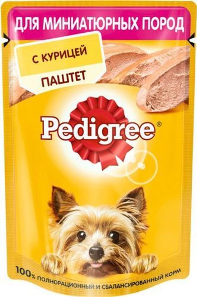 Влажный корм Pedigree для собак миниатюрных пород паштет курица 80 г