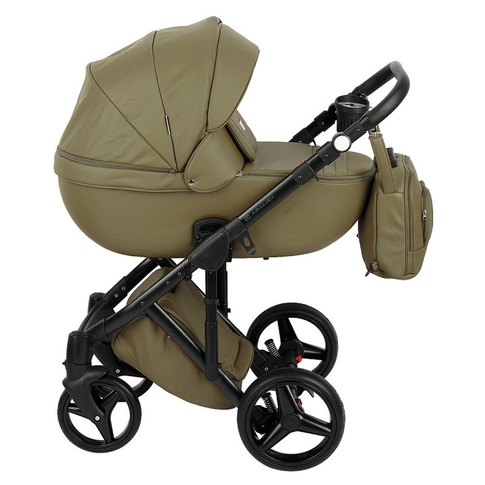 Детская коляска Adamex Luciano Deluxe 2 в 1 Q106 (ХАКИ 100% КОЖА)