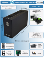 Внешняя видеокарта EGPu Wikingoo T4M5 - 350W + PNY GeForce RTX 4060 8Gb. Thunderbolt 3/4.