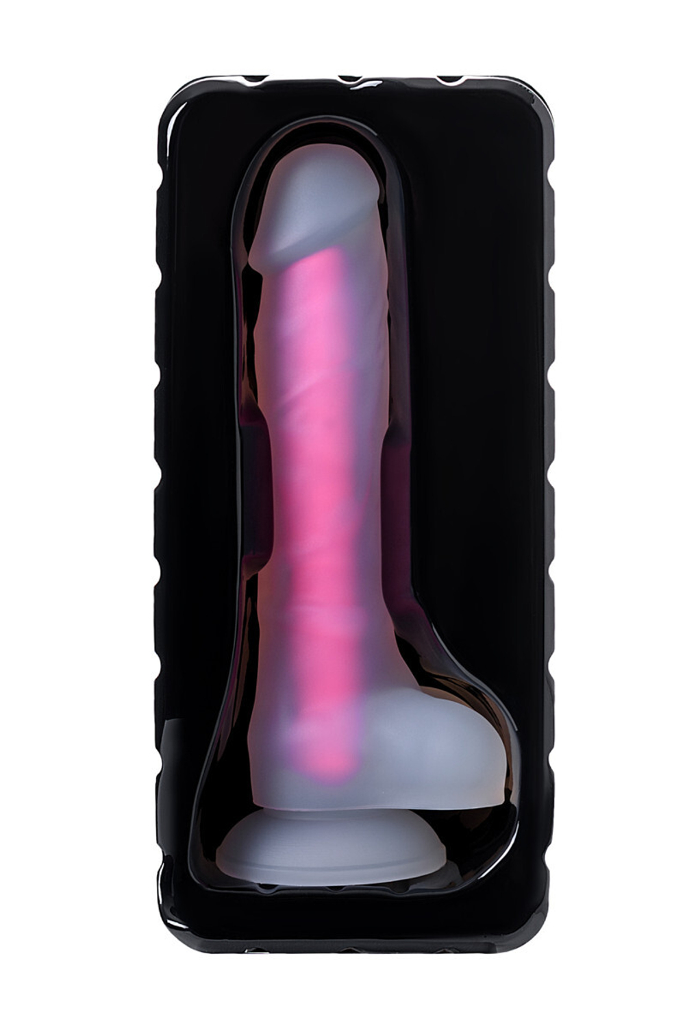 Фаллоимитатор, светящийся в темноте, Beyond by Toyfa, Tony Glow, силикон, прозрачно-розовый, 14,5 см