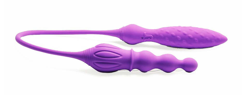 Двухсторонний гибкий вибромассажер 2X+LRS с дистанционным управлением (Цвет: лиловый)