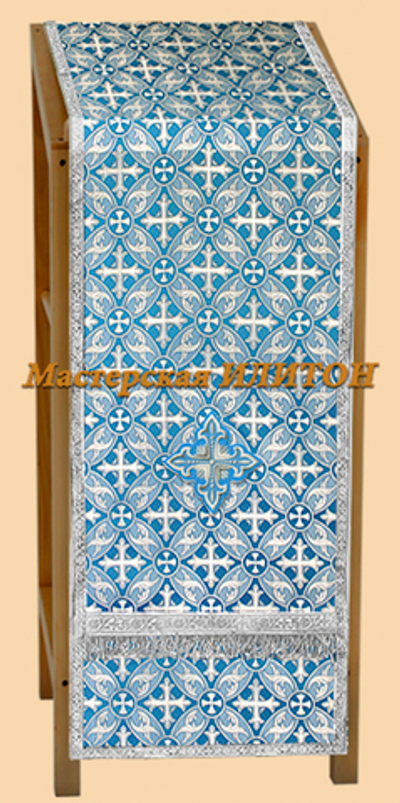 Аналойник голубой с серебром из шелка