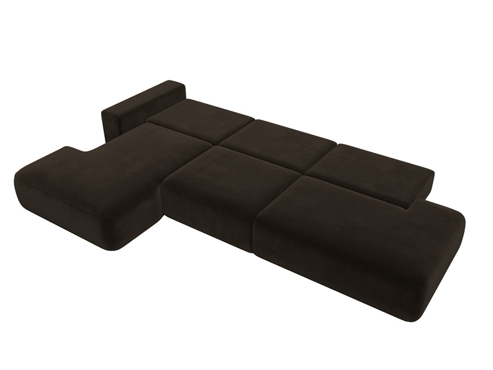 Диван угловой Лига-036 НПБ Модерн Лонг левый угол МИКРОВЕЛЬВЕТ Коричневый