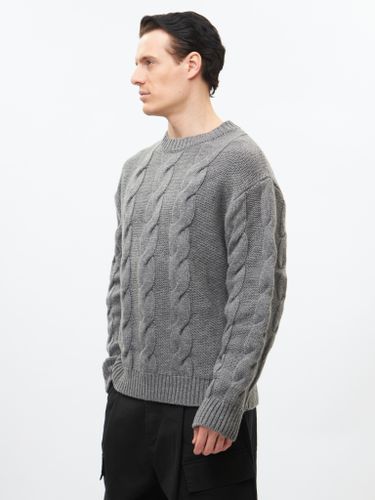 Серый шерстяной свитер Heathen в косичку