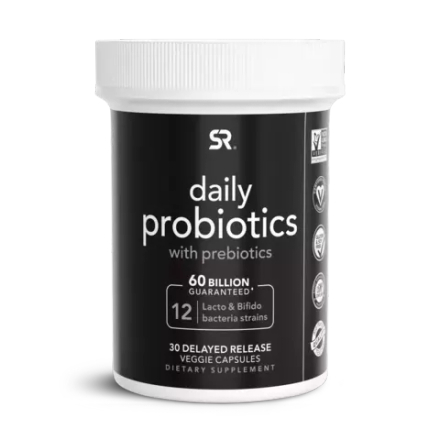 Sports Research, Ежедневные пробиотики и пребиотики, Daily Probiotics 60 Billion, 30 вегетарианских капсул