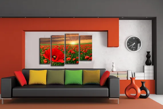Модульная картина "Маковое поле"