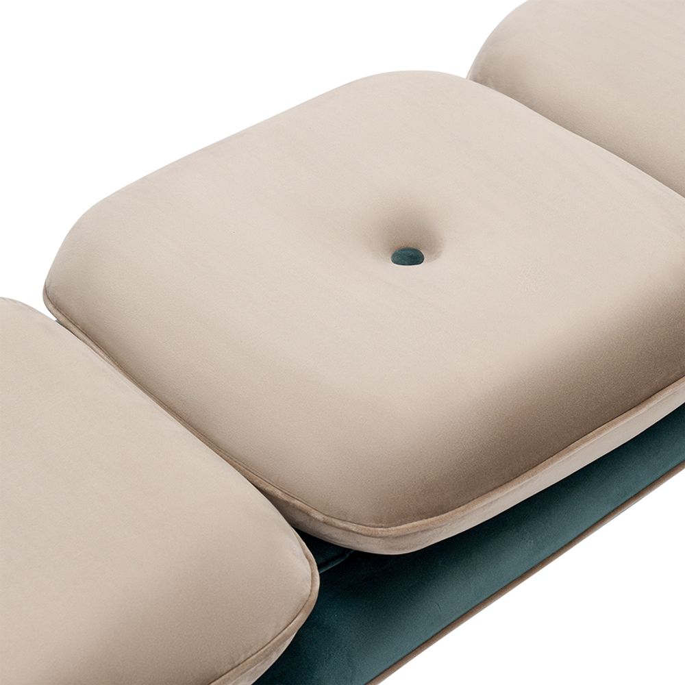 Банкетка Pea, велюр, бежевая/сине-зеленая