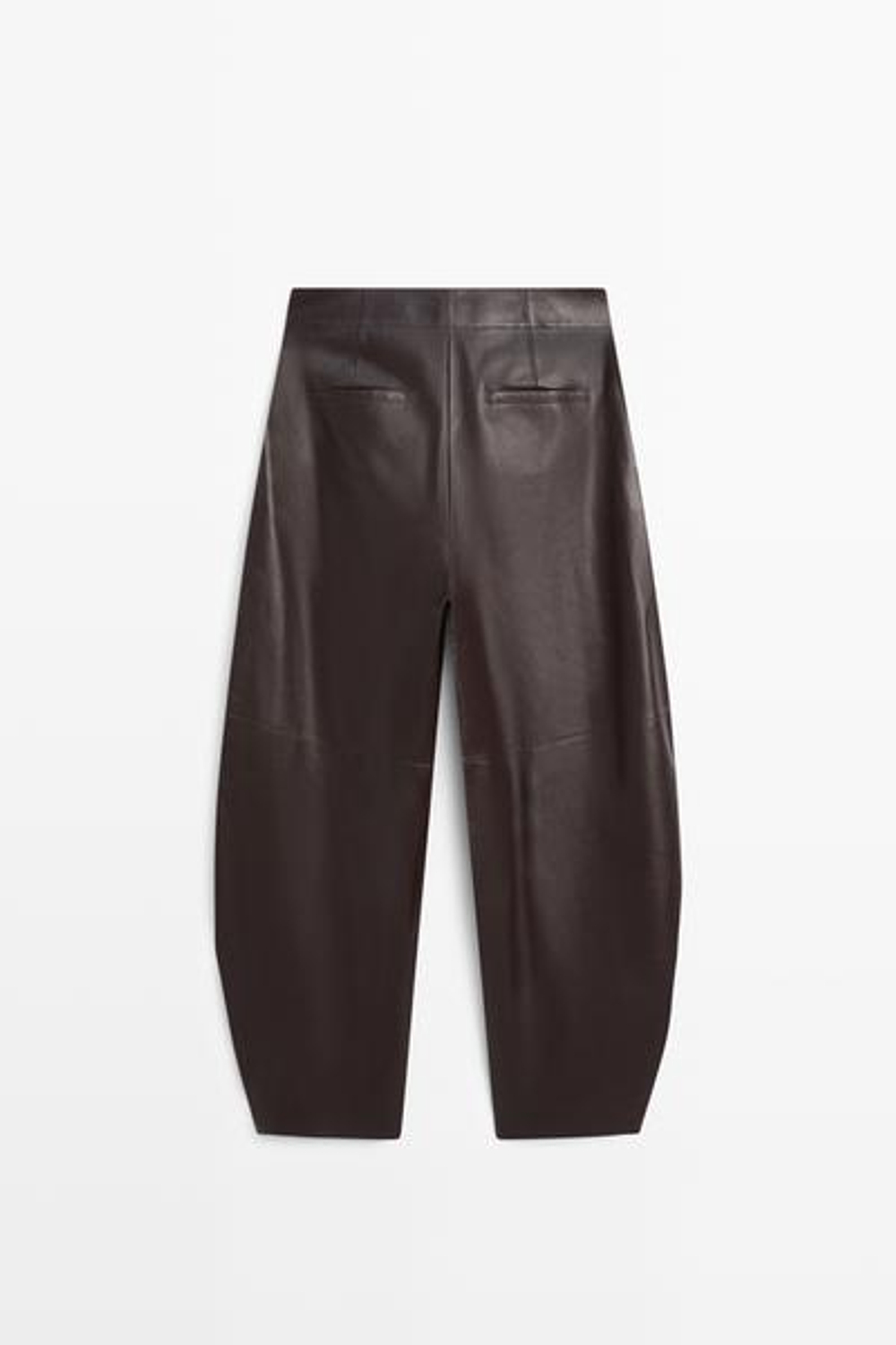 Massimo Dutti Кожаные брюки бочкообразной формы, коричневый
