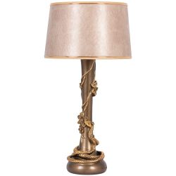 Настольная лампа Змея Катари Бронза с абажуром Тюссо Игуана Беж