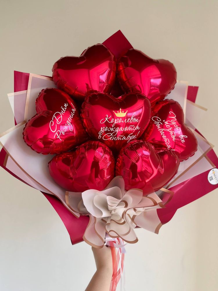 Букет из сердец красный №3813