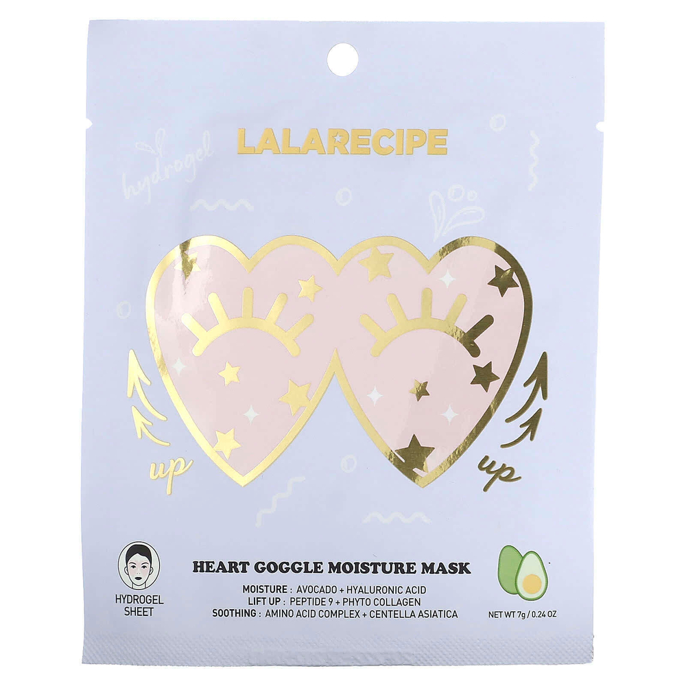 Lalarecipe, Увлажняющая маска с сердцем, Google, 1 тканевая маска, 7 г (0,24 унции)