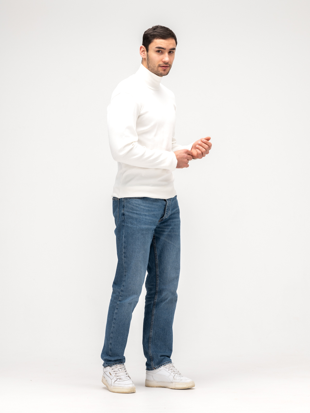 Водолазка мужская хлопковая. Белая