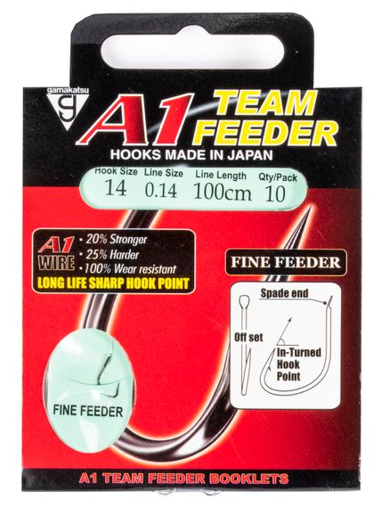 Крючки с поводком Gamakatsu BOOKLET A1 FINE FEEDER разм. 14-0.14мм 100см 10шт.