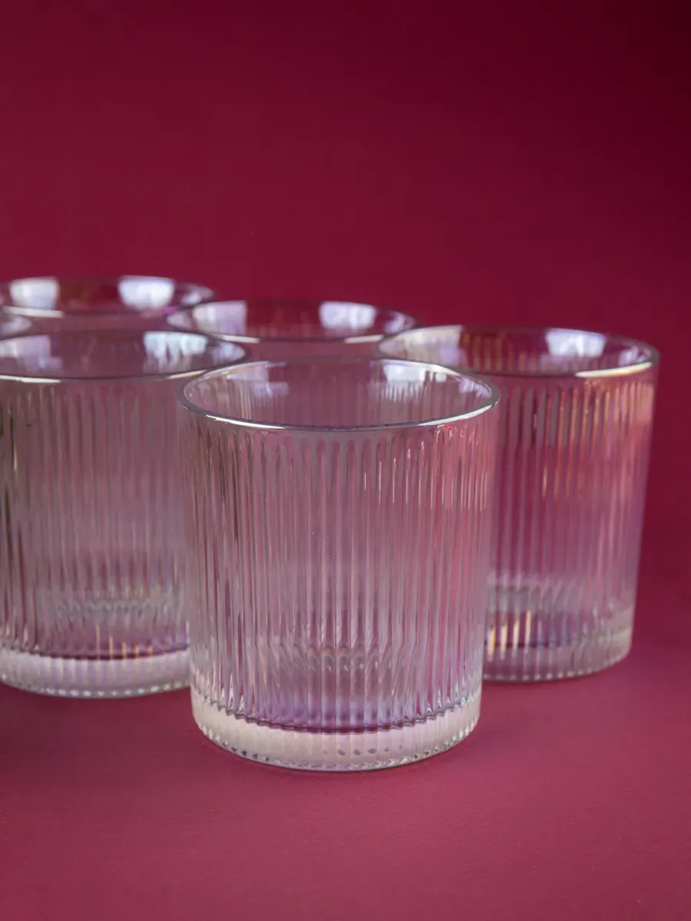 Набор ребристых бокалов для виски, 350 мл. 6 шт. перламутр
