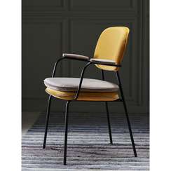 Стул с подлокотниками и контрастным кантом pea, велюр, желтый/бежевый