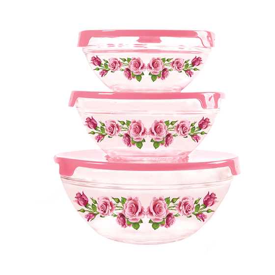 Набор стеклянных салатников с крышками Irit GLSA-3-006