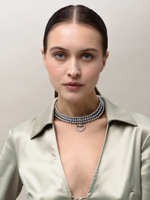 Чокер "Delicacy" cotton pearl Dark Grey Silver