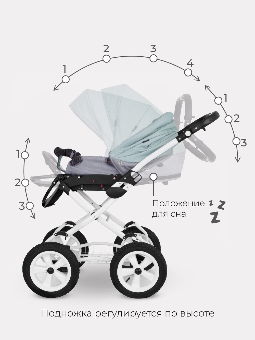 Коляска универсальная 2 в 1 Rant Siena Classic 08 серый-ментоловый