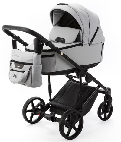 Детская коляска Adamex Zico Deluxe New 3 в 1 ZN-SA03 СВЕТЛО-СЕРАЯ КОЖА
