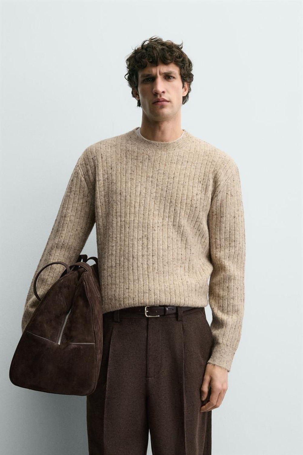 ZARA СВИТЕР В РУБЧИК С ПУГОВИЦАМИ, ЭКРЮ