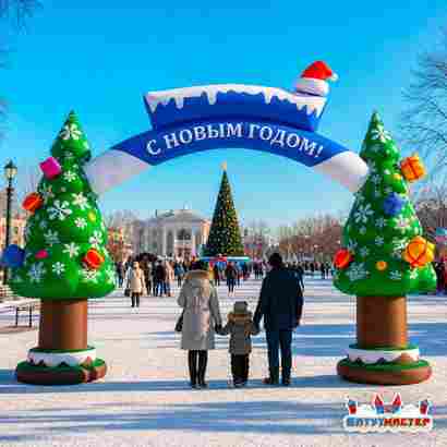 Надувная арка новогодняя «Ёлочная», 6×1,8×5,5 м