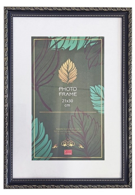 Фоторамка пластик 21х30 см Камышок черный золото