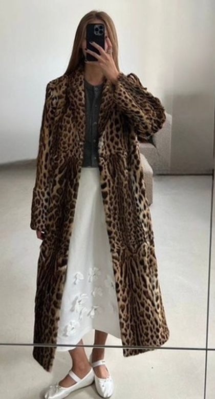 Шуба из натурального меха оцелота