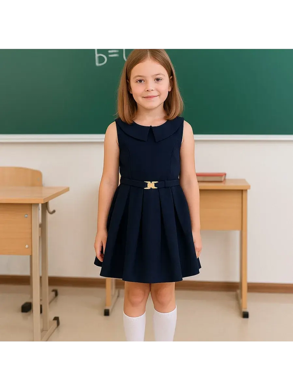 Сарафан- школьный для худенькой девочки.