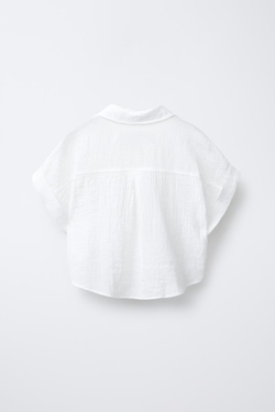 ZARA РУБАШКА ИЗ РЕЛЬЕФНОЙ ТКАНИ С УЗЛОМ, БЕЛЫЙ