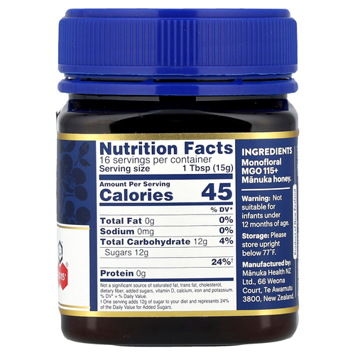 Manuka Health, Необработанный мед манука, UMF 6+ ™, MGO 115+, 250 г (8,8 унции)