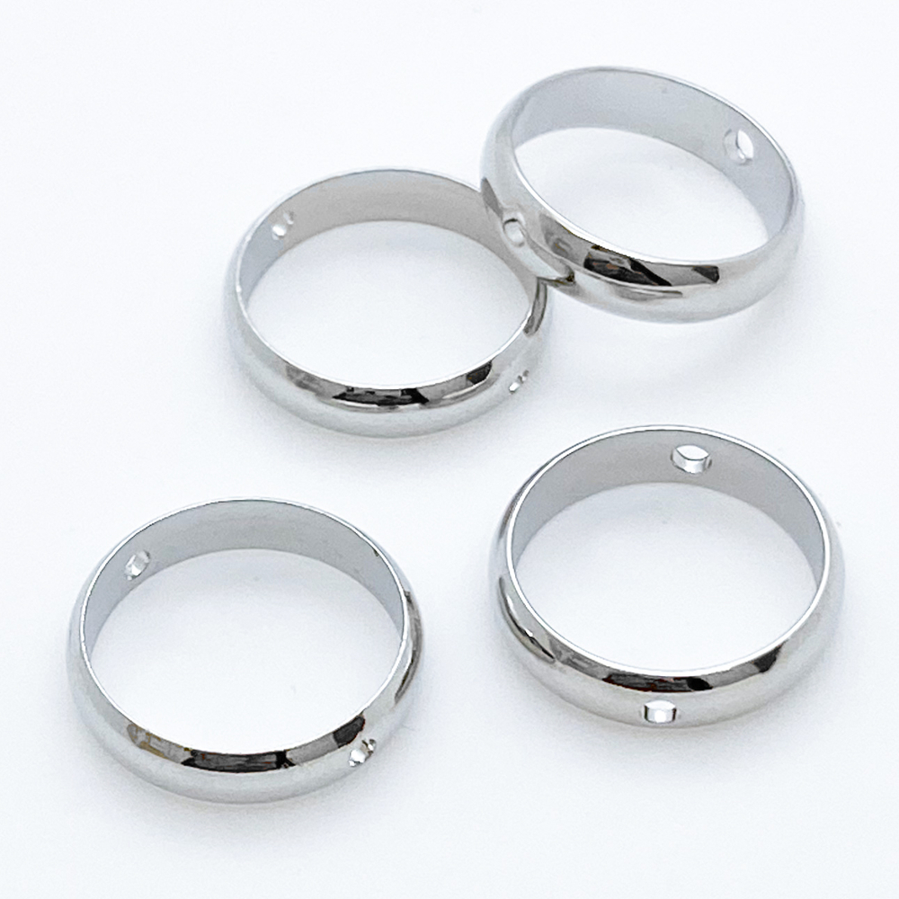 Коннектор-рамка для бусины, цвет серебро (родий), размер 14 мм, внутренний диаметр 12 мм, цена за 1 шт