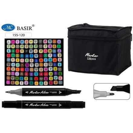 Набор маркеров для скетчинга 120цв, 1,0-7,0мм, двусторонние, Basir