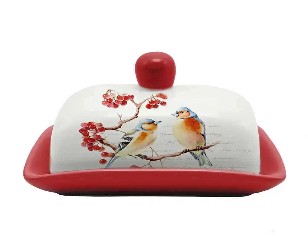 Маслёнка с крышкой  Prima Collection Птицы на ветке HC601R-C2