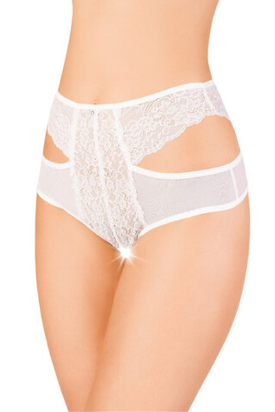 Высокие эротические трусики с ажурными вырезами (42-44) (Цвет: белый)