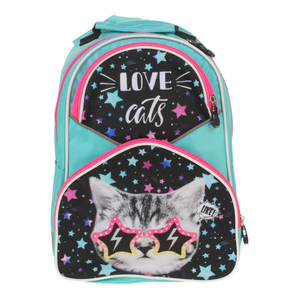 Ранец школьный Антошка ОРТ 37*26*13см, анатом. спинкой, 1 отдел, 2 кармана, 2 боковых кармана "Кот"