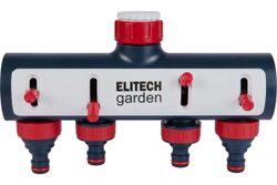 Распределитель потоков 4-х канальный премиум с переходниками для крана 3/4”и 1” HF 004 Garden Elitech 206028
