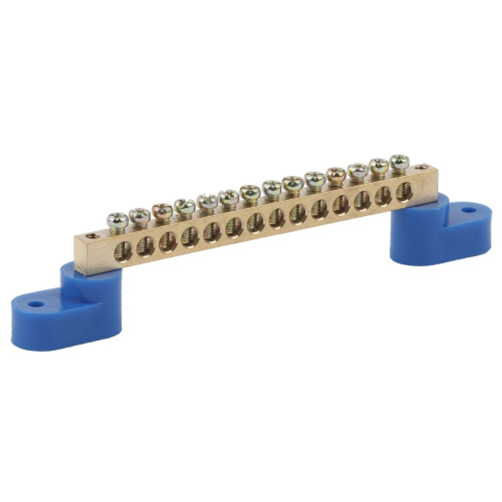 Шина ЭРА NO-222-70 N ноль на двух угловых изоляторах ШНИ-8х12-14-У2-Синий | Шины N, PE, PEN