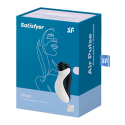Вакуумно-волновой стимулятор с вибрацией Satisfyer Orca, черно-белый